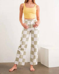 Papermoon - Demi Checkered Straight Leg Pants