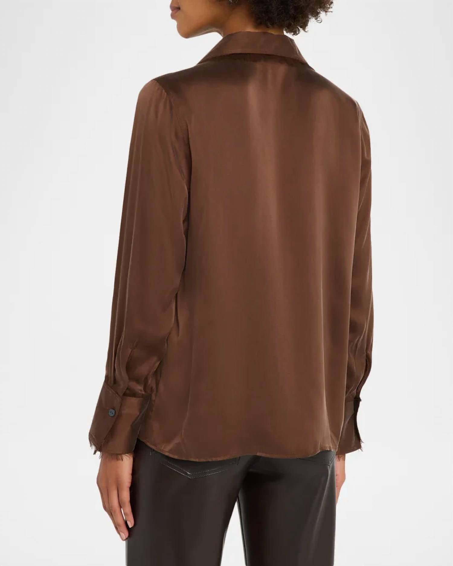 Rails Abbey Frayed Shirt in espresso - women's blouse - detail view