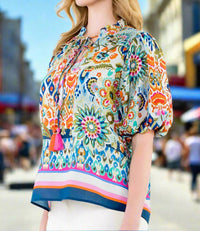 Thml - Ginny Puff Sleeve Boho Floral Top