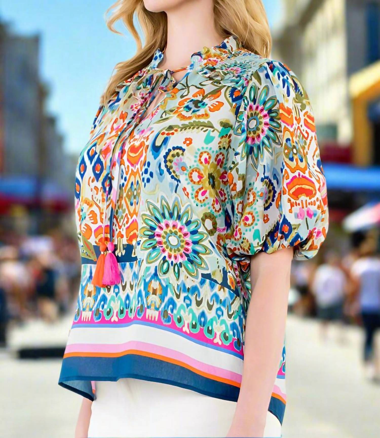 Thml - Ginny Puff Sleeve Boho Floral Top