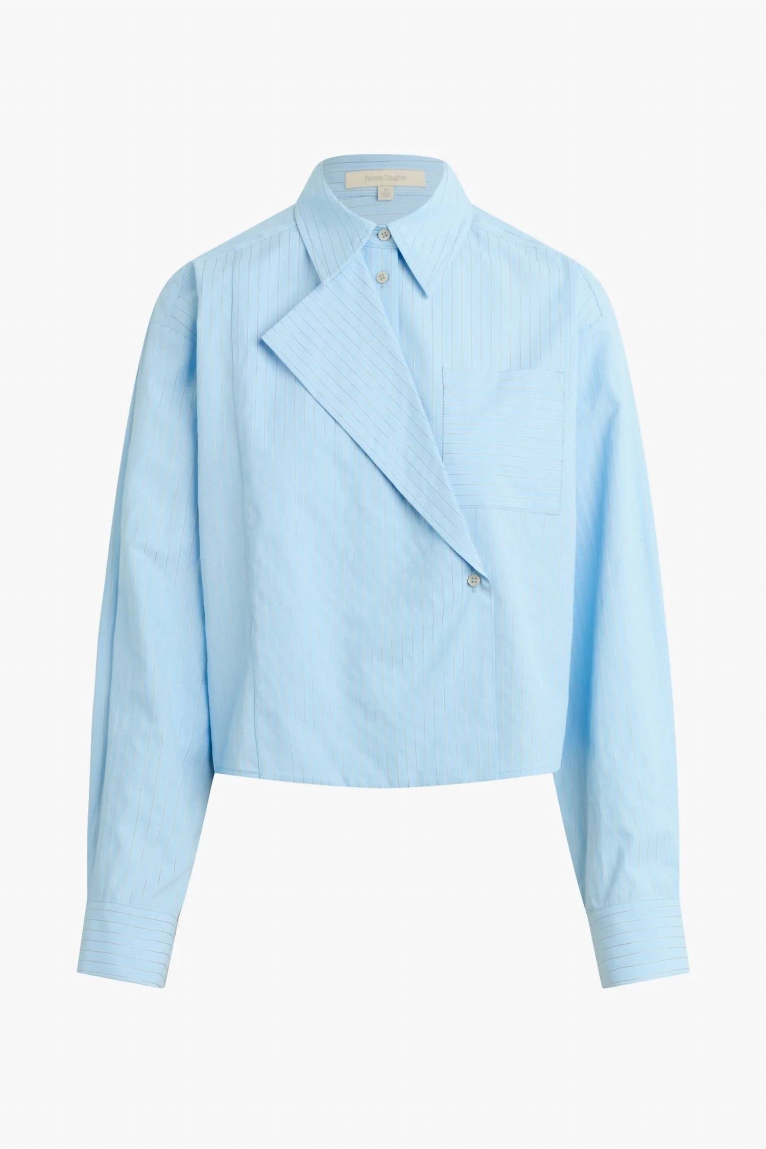 Favorite Daughter Jenni Long Sleeve Top in light blue stripe - women's shirt - view 5