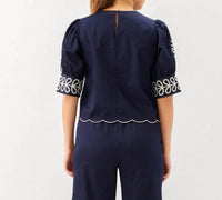 Karen Kane - Embroidered Blouson Sleeve Scallop Top
