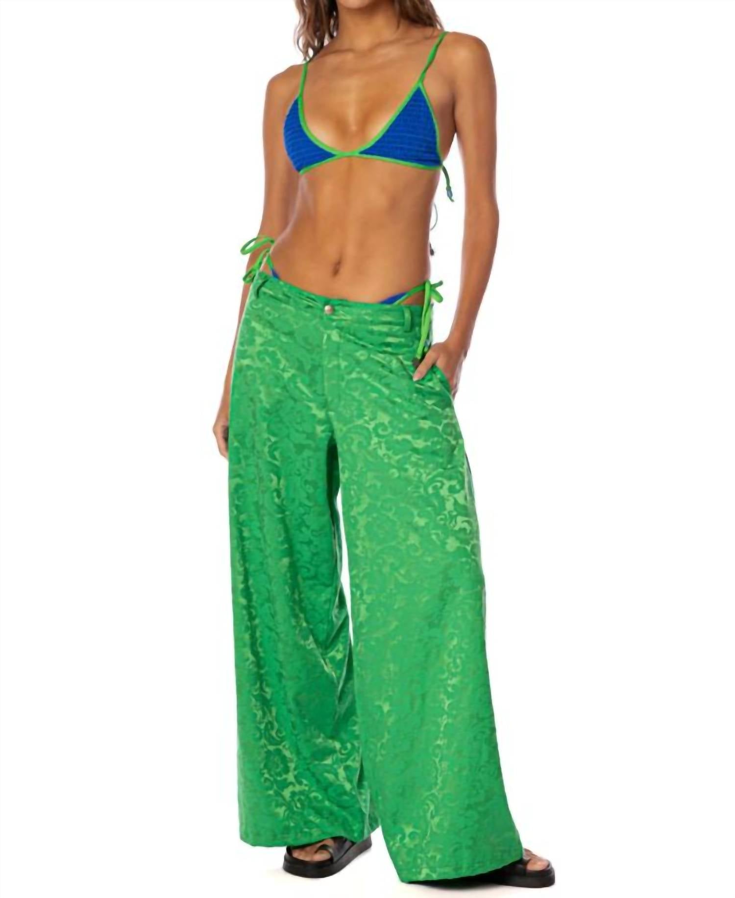 MAAJI Brocade Kimchi Pants in green - women's pants