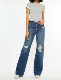 KanCan Ultra High Rise Exposed Button 90's Flare Jeans in medium wash 1 - women's jeans - view 4