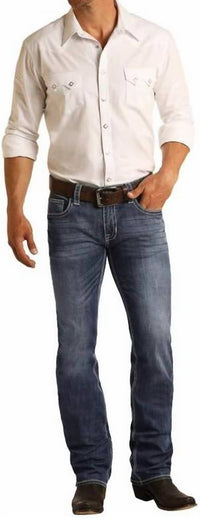 Rock & Roll Denim Pistol Fit Regular Fit Straight Leg Jeans in medium wash - men's jeans