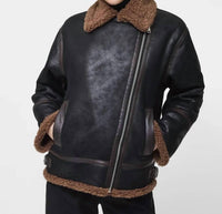 FRENCH CONNECTION Vegan Shearling Zip Up Jacket in black brown - women's jacket - alternate view
