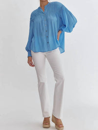 Entro - Sara Pleated Detail Long Sleeve Button Up Blouse