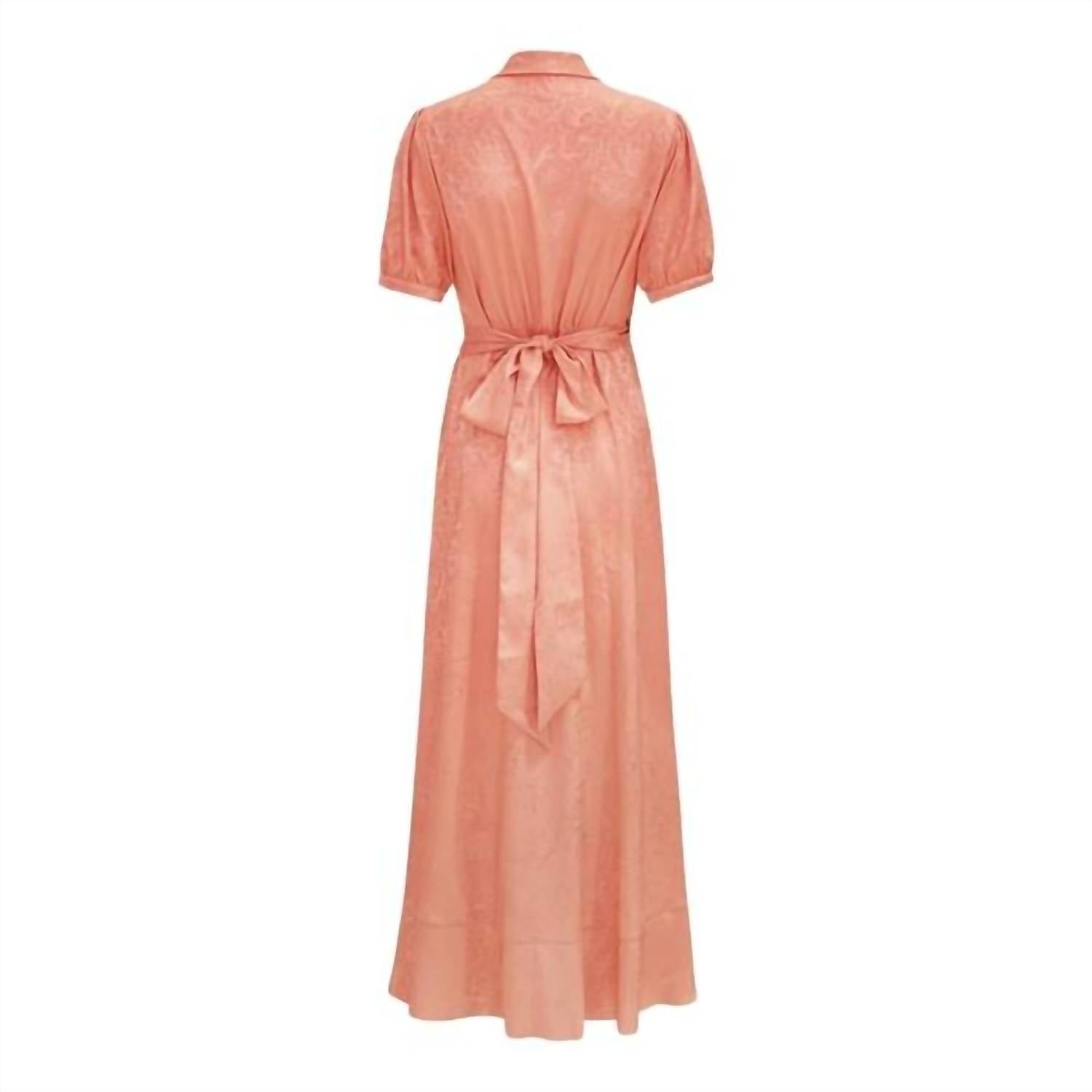 Karmamia Women's Iris Dress in peach flower jacquered - women's dress - detail view