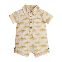 Mudpie - Baby Linen Fish Romper