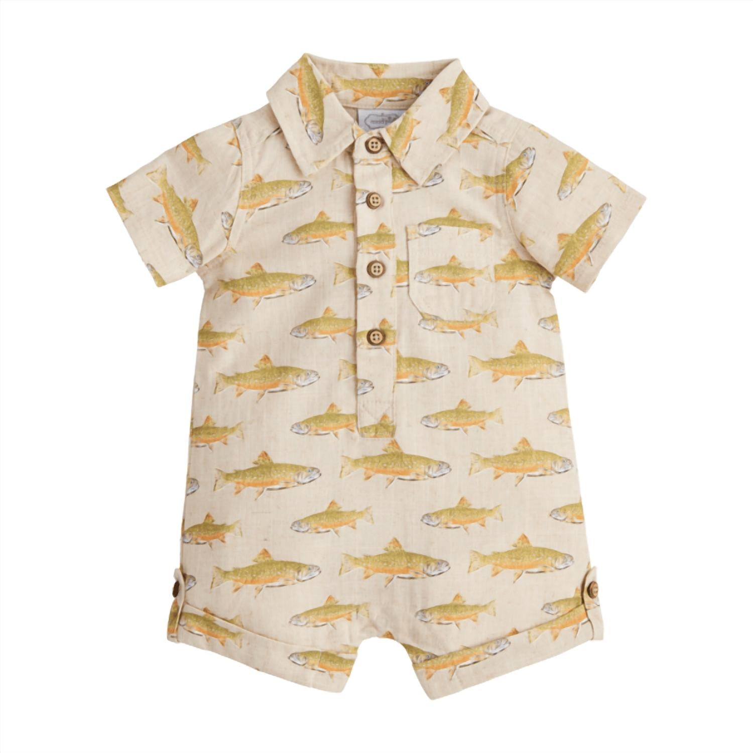 Mudpie - Baby Linen Fish Romper