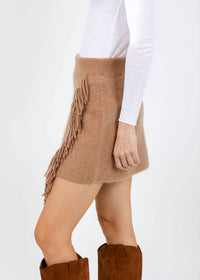 White + Warren - Brushed Cashmere Fringe Mini Skirt