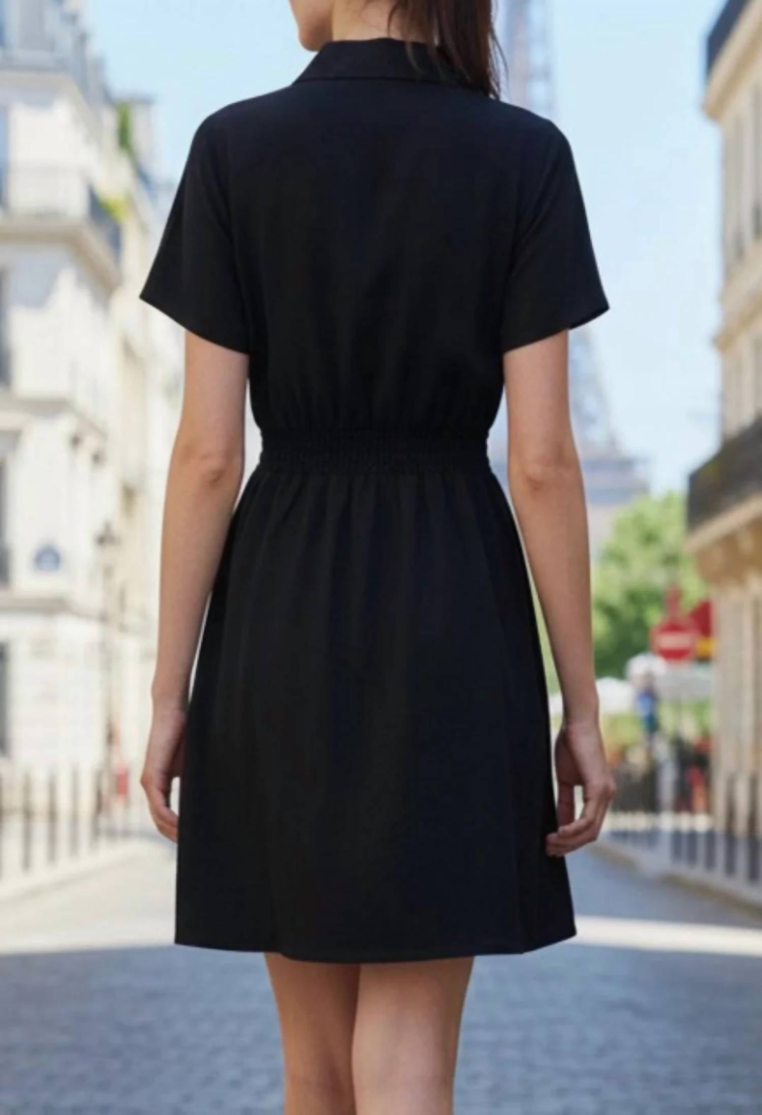 Vava - Short Sleeve Zip Up Dress