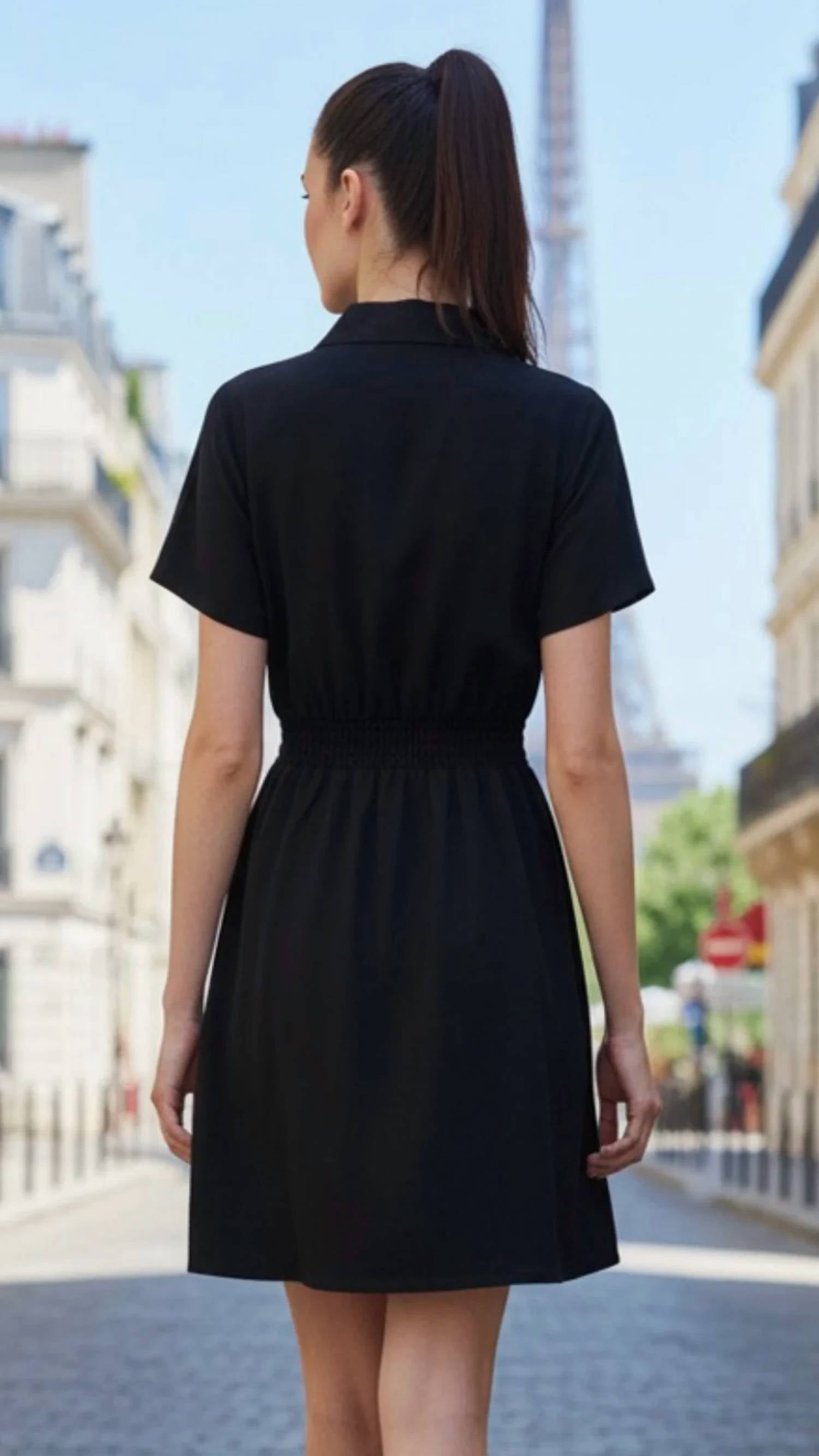 Vava - Short Sleeve Zip Up Dress