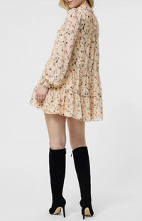 FRENCH CONNECTION Marina Silky Chiffon Mini Dress in ivory floral - women's dress - detail view