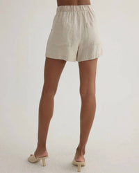 Bella Dahl Pleated Shorts in linen sand - women's shorts - alternate view