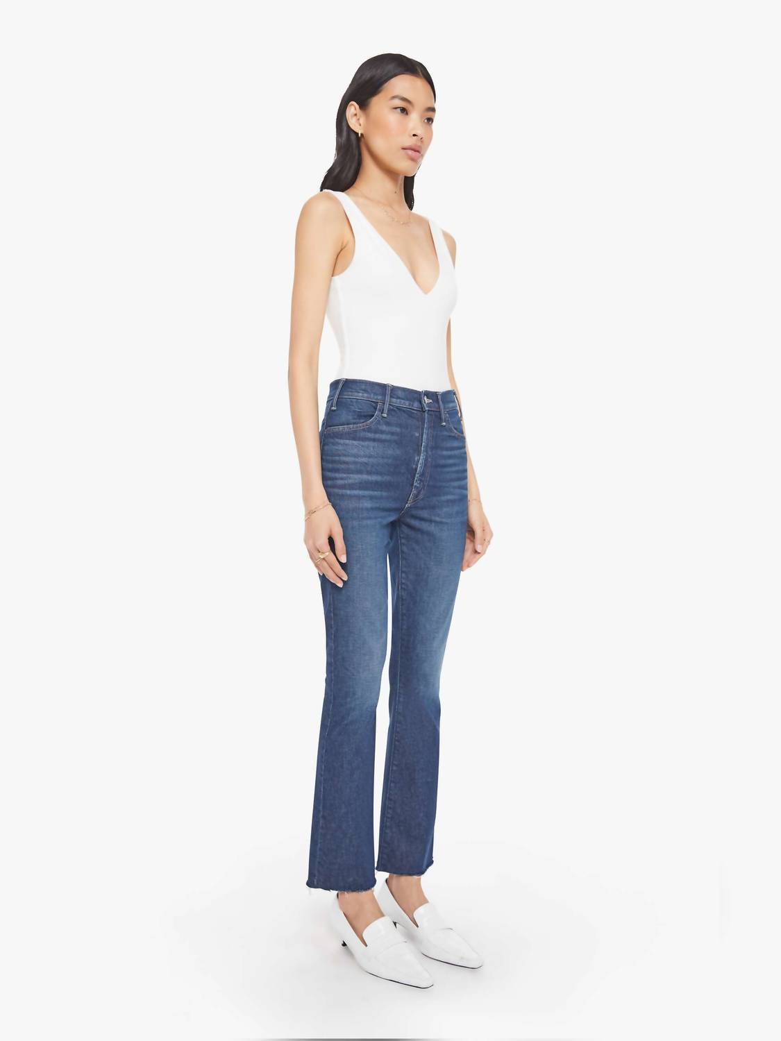 Mother - Hustler Flood Fray Cropped Flare Jeans