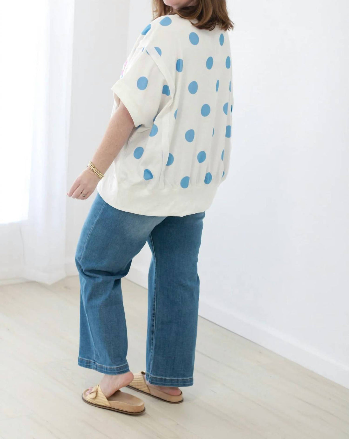 Peach Love - Oversized Bow Flag Polka Dot Tee