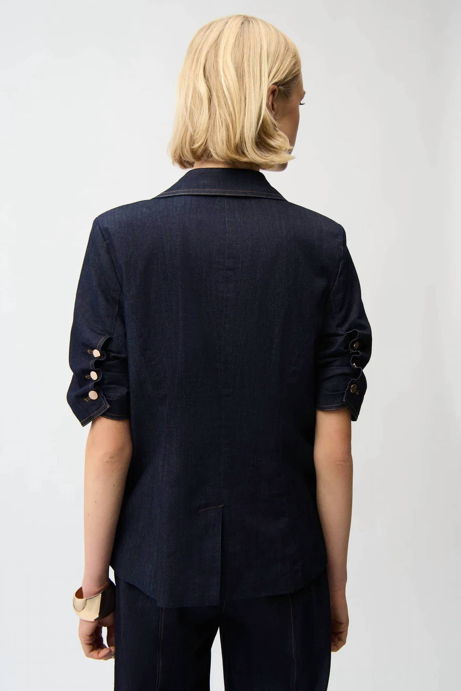 Joseph Ribkoff Short Sleeve Fitted Blazer in denim - women's jacket - alternate view