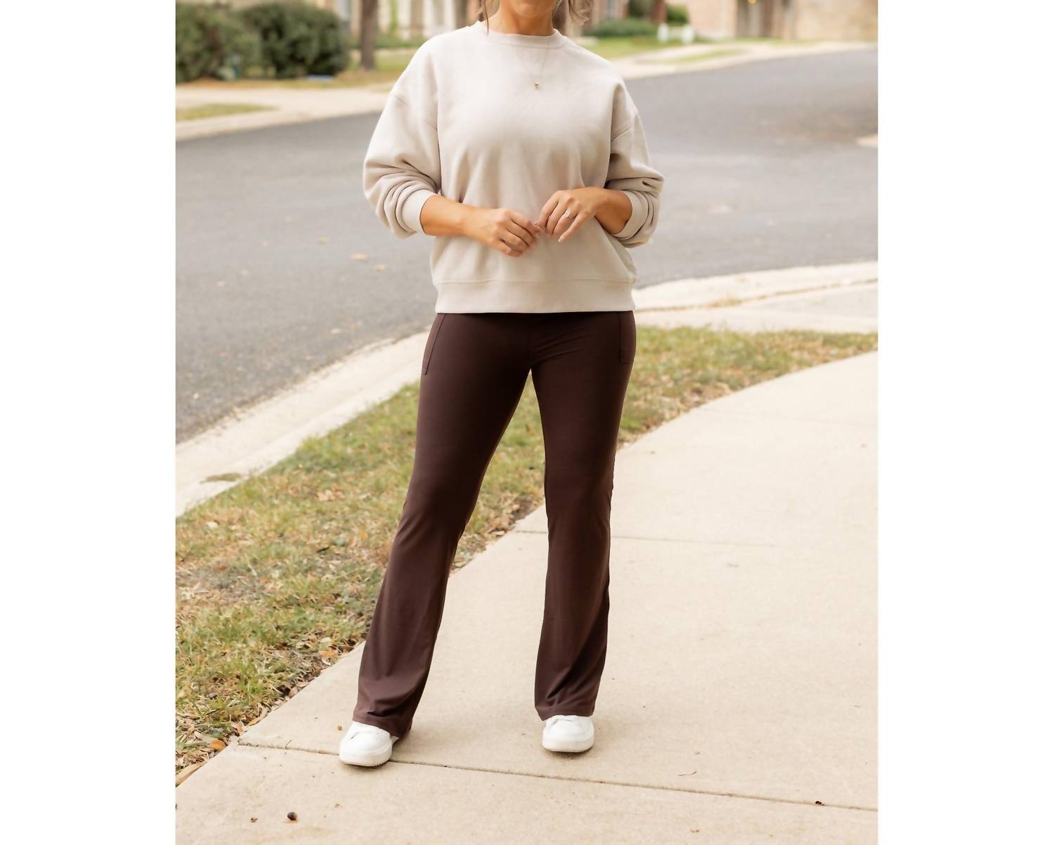 Julia Rose Rhea Bootcut Leggings With Pockets in brown - women's pants - view 7