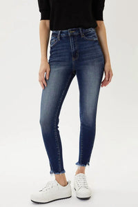 Kancan - High Rise Ankle Raw Hem Skinny Jeans