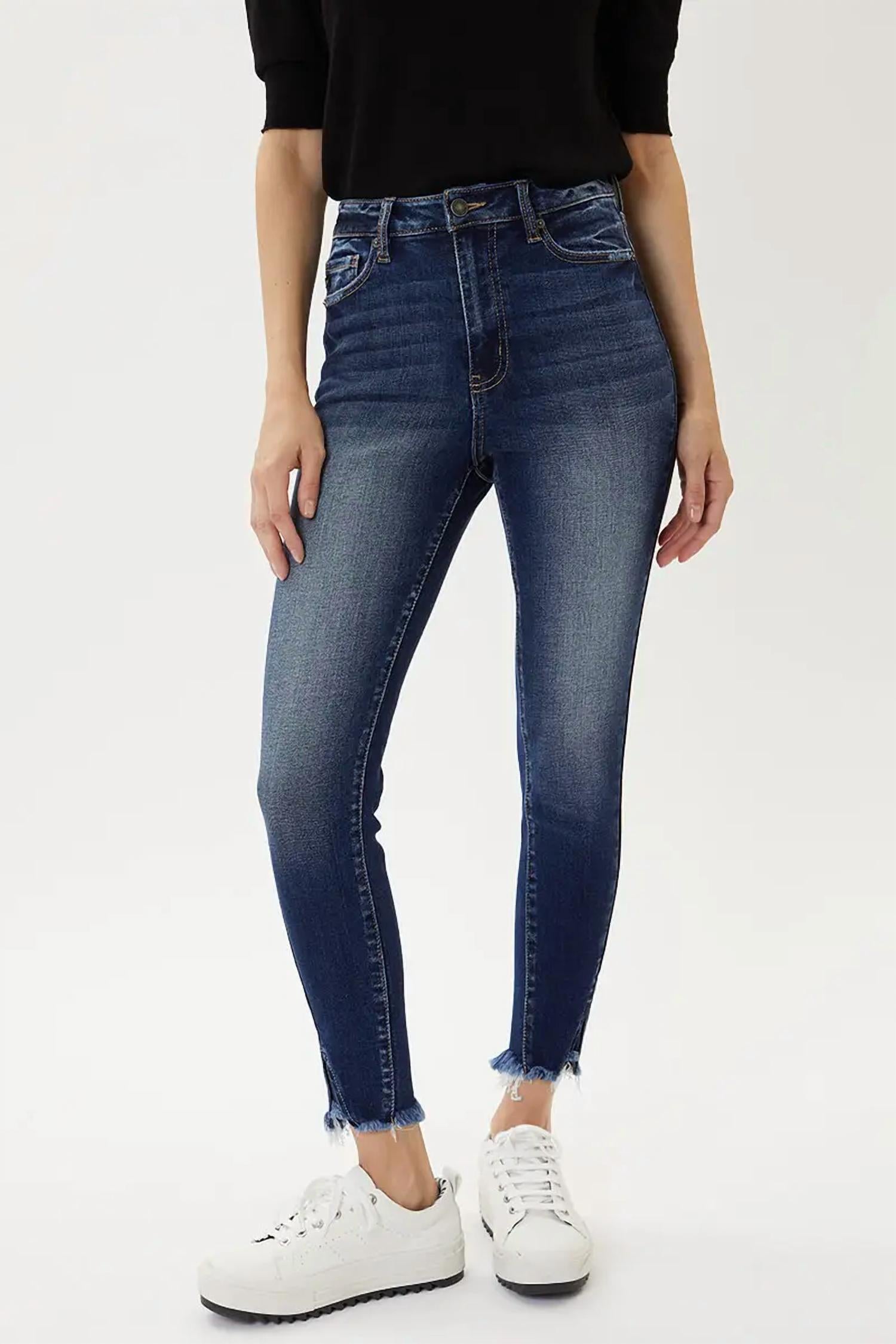 Kancan - High Rise Ankle Raw Hem Skinny Jeans