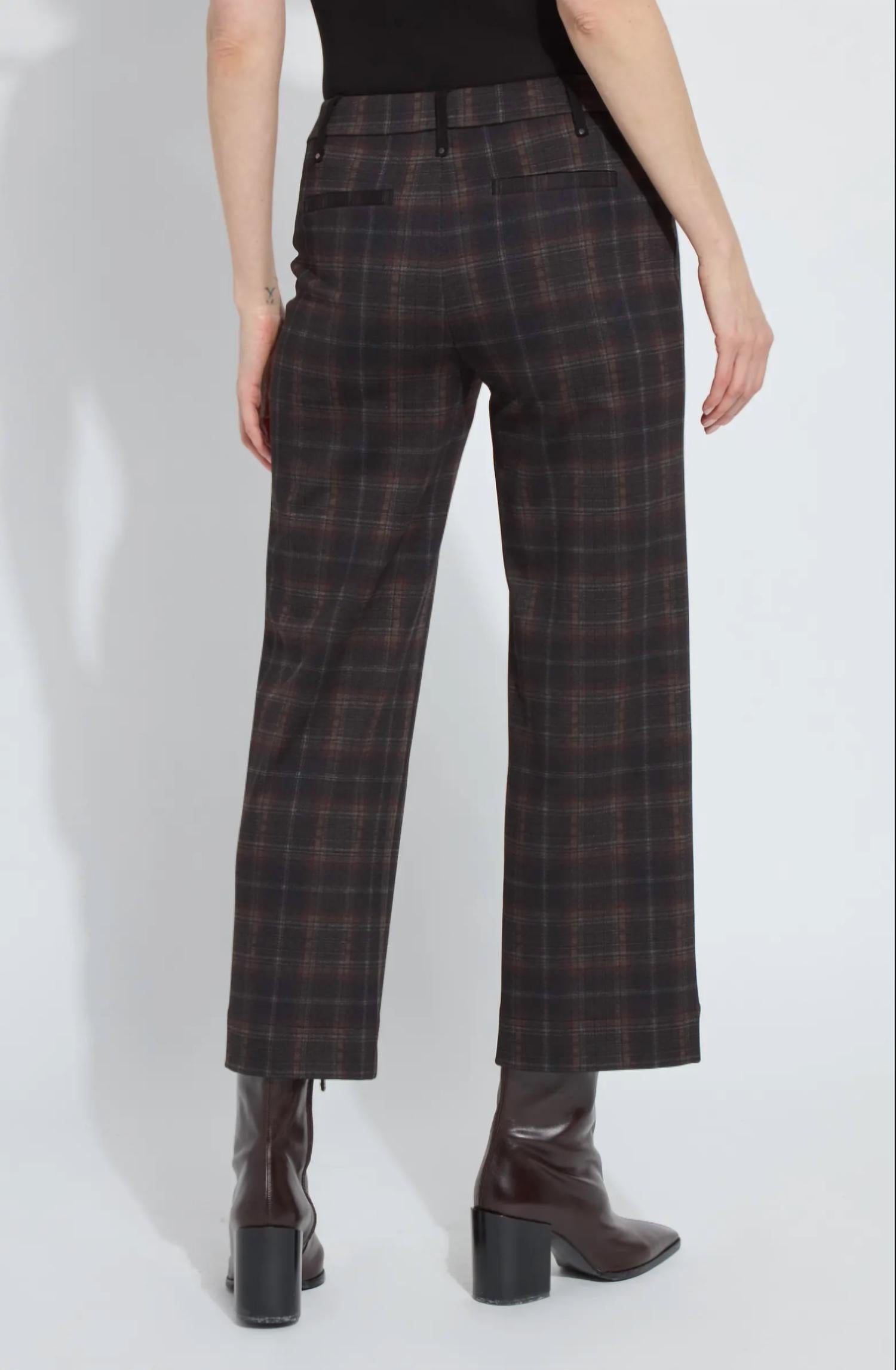 Lysse Women's Livia Crop Pant in dublin plaid - women's pants - detail view
