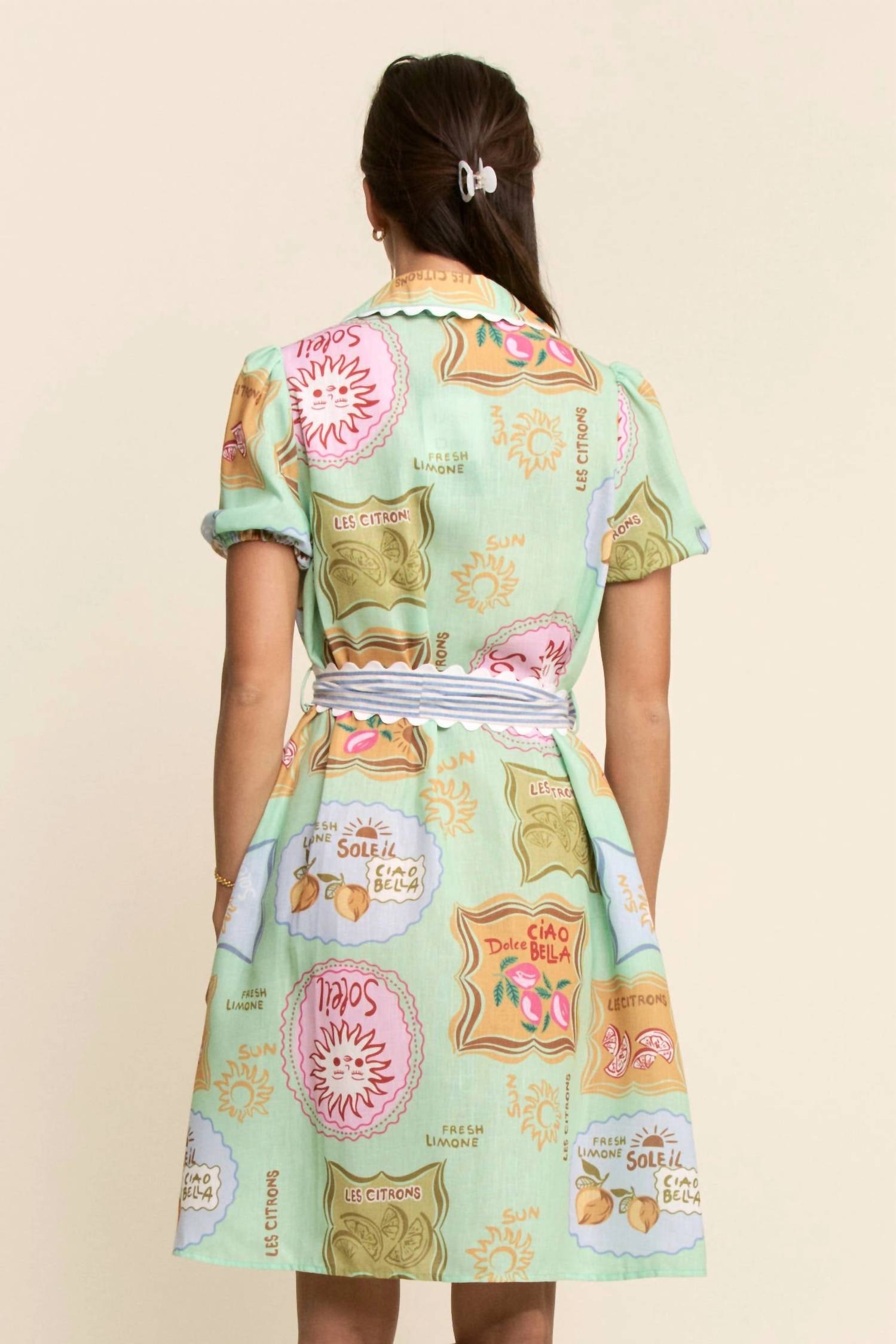 DAVI & DANI Amalfi Market Dress in green - women's dress - alternate view