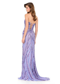 ASHLEYlauren Sweetheart Lace Up Prom Dress in lilac - women's dress - alternate view