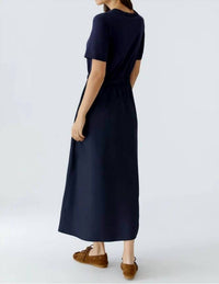 Oui - Tie Waist Short Sleeve Midi Dress
