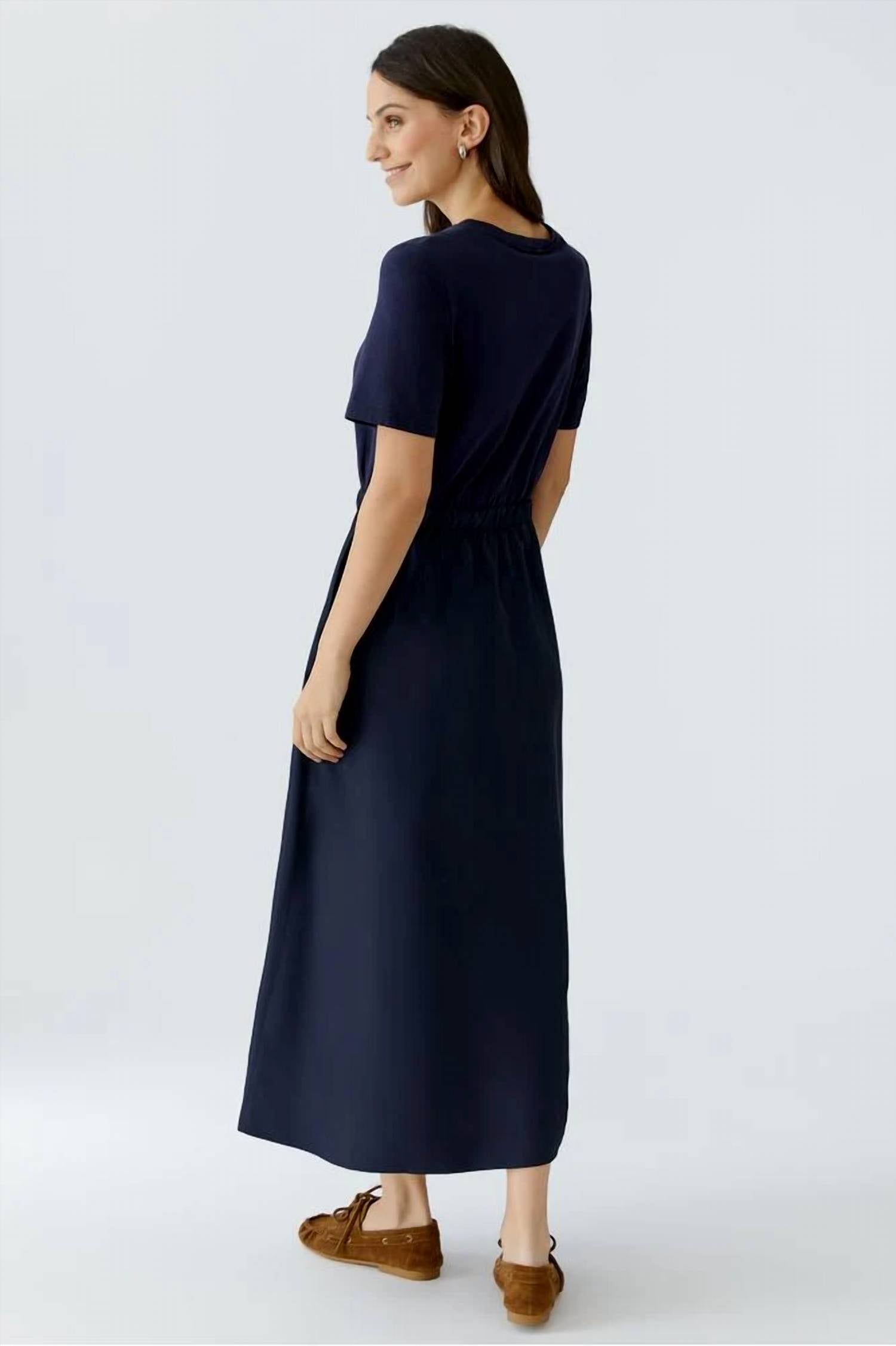 Oui - Tie Waist Short Sleeve Midi Dress