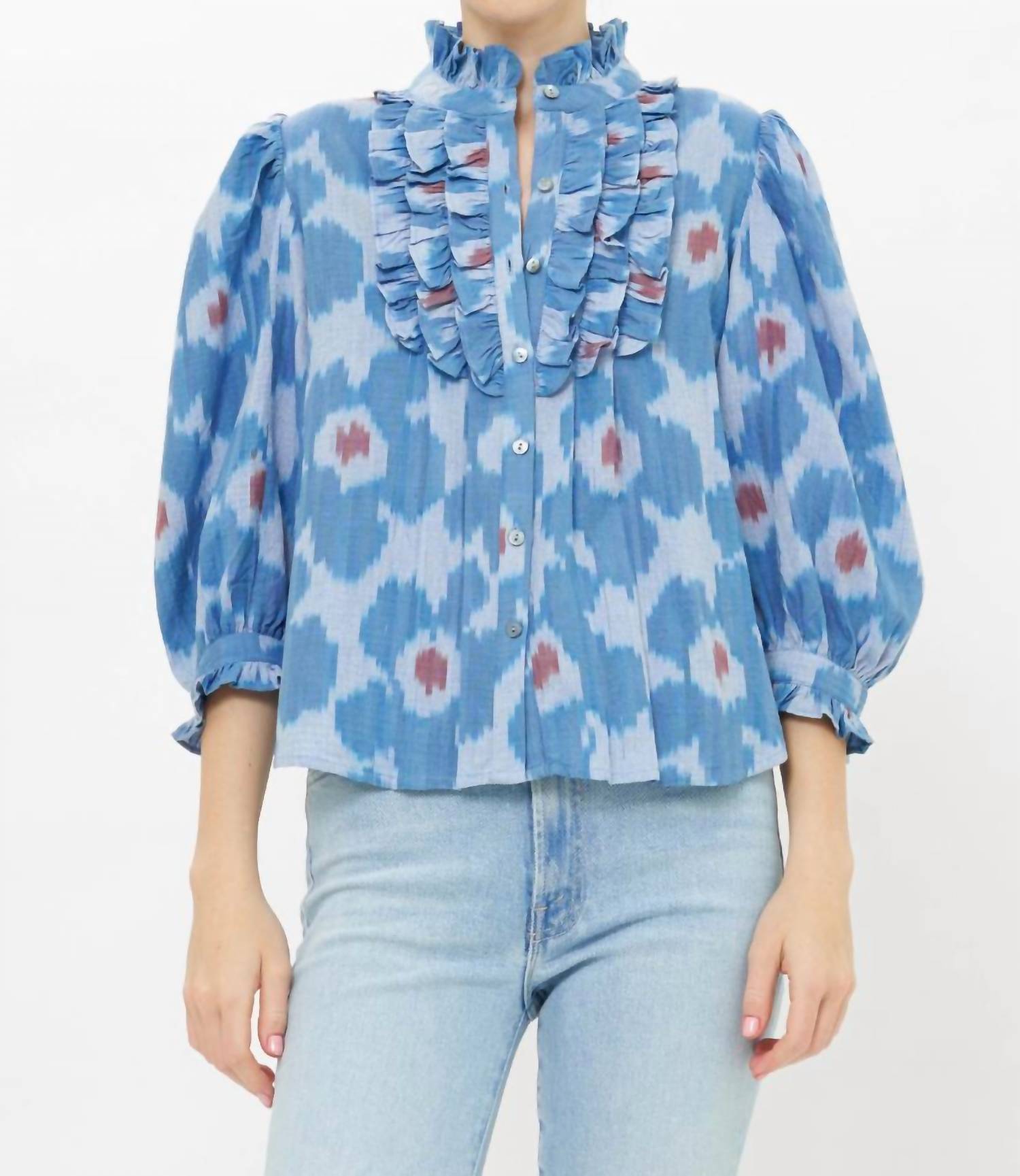 Oliphant - Ruffle Front Button Blouse