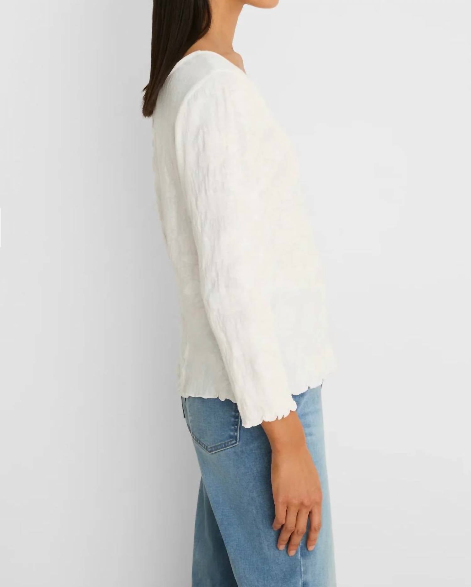 Nic + Zoe - Lace-knit Scoopneck 3/4 Sleeve Tee