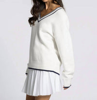 Thread & Supply Donna Sweater in ivory navy - women's sweater - alternate view