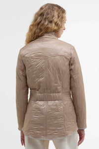 Barbour Cavalry Quilted Jacket in light fawn - women's jacket - detail view