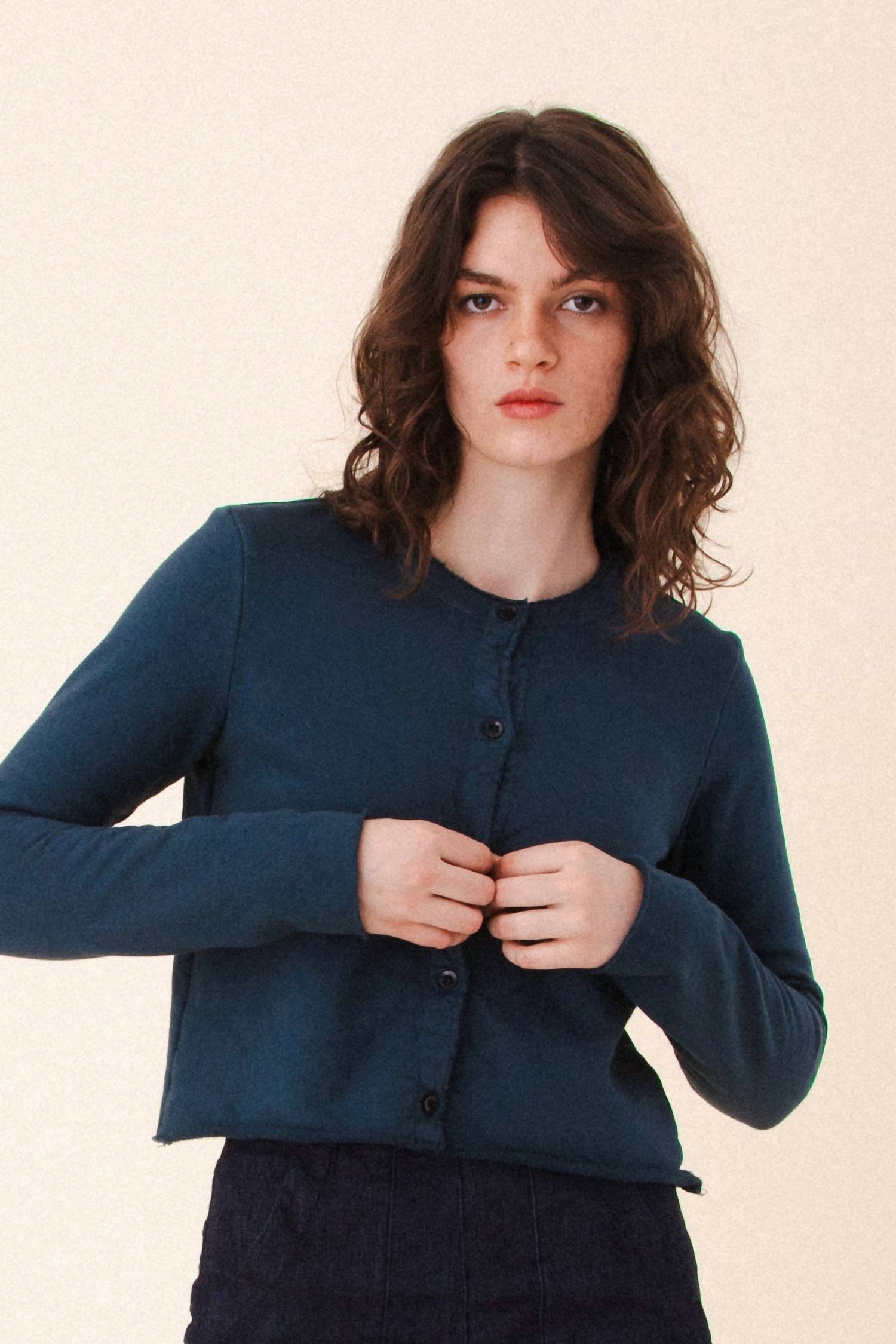 PRAIRIE UNDERGROUND Undone Button Down Cardigan in atlantic - women's cardigan - alternate view