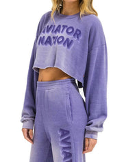 Aviator Nation - 3d Cropped Crew Relaxed Sweatshirt
