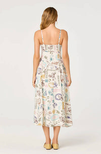 Astr - Ansley Novelty Print Linen Midi Dress
