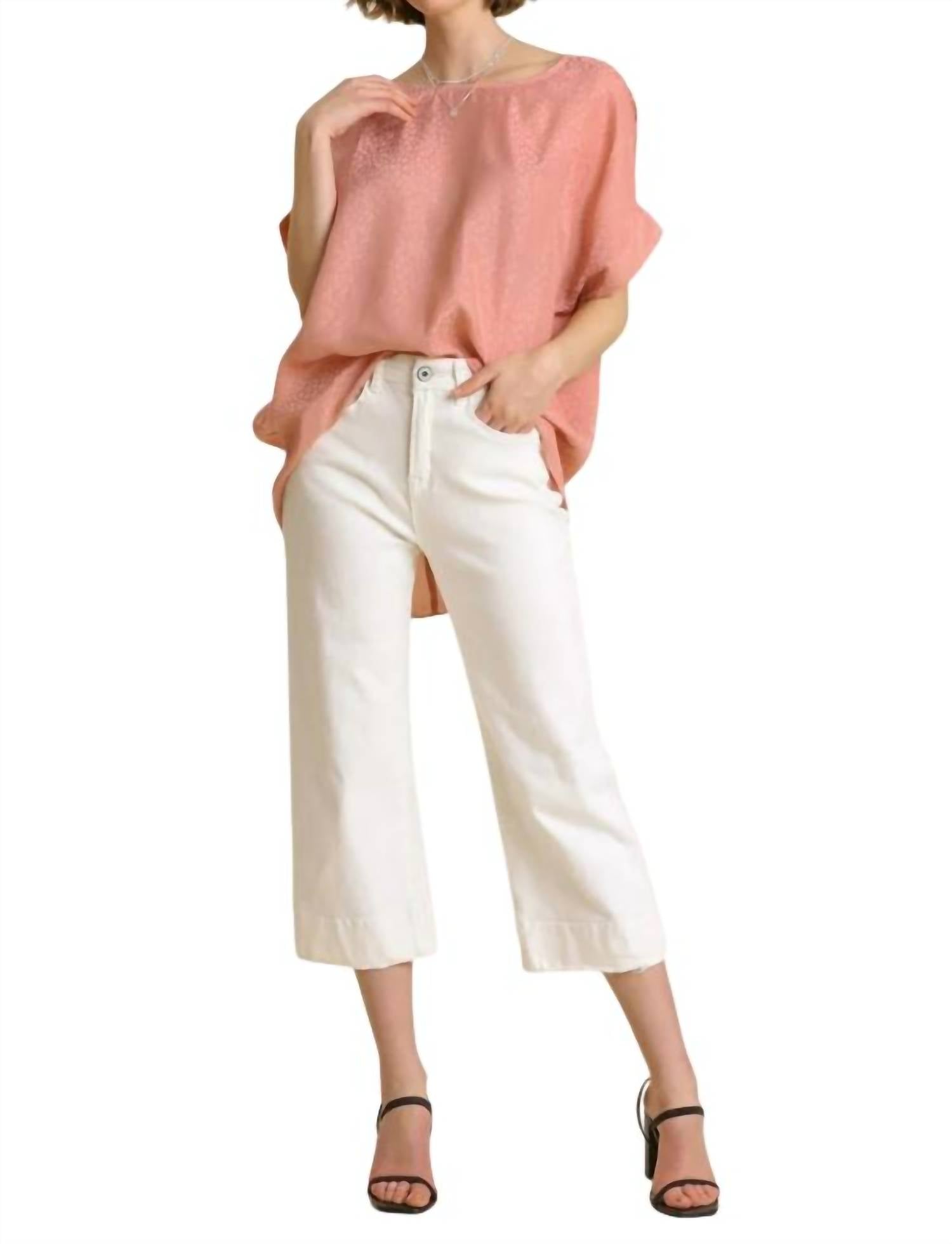 Umgee - Animal Jacquard Dolman Sleeve Top