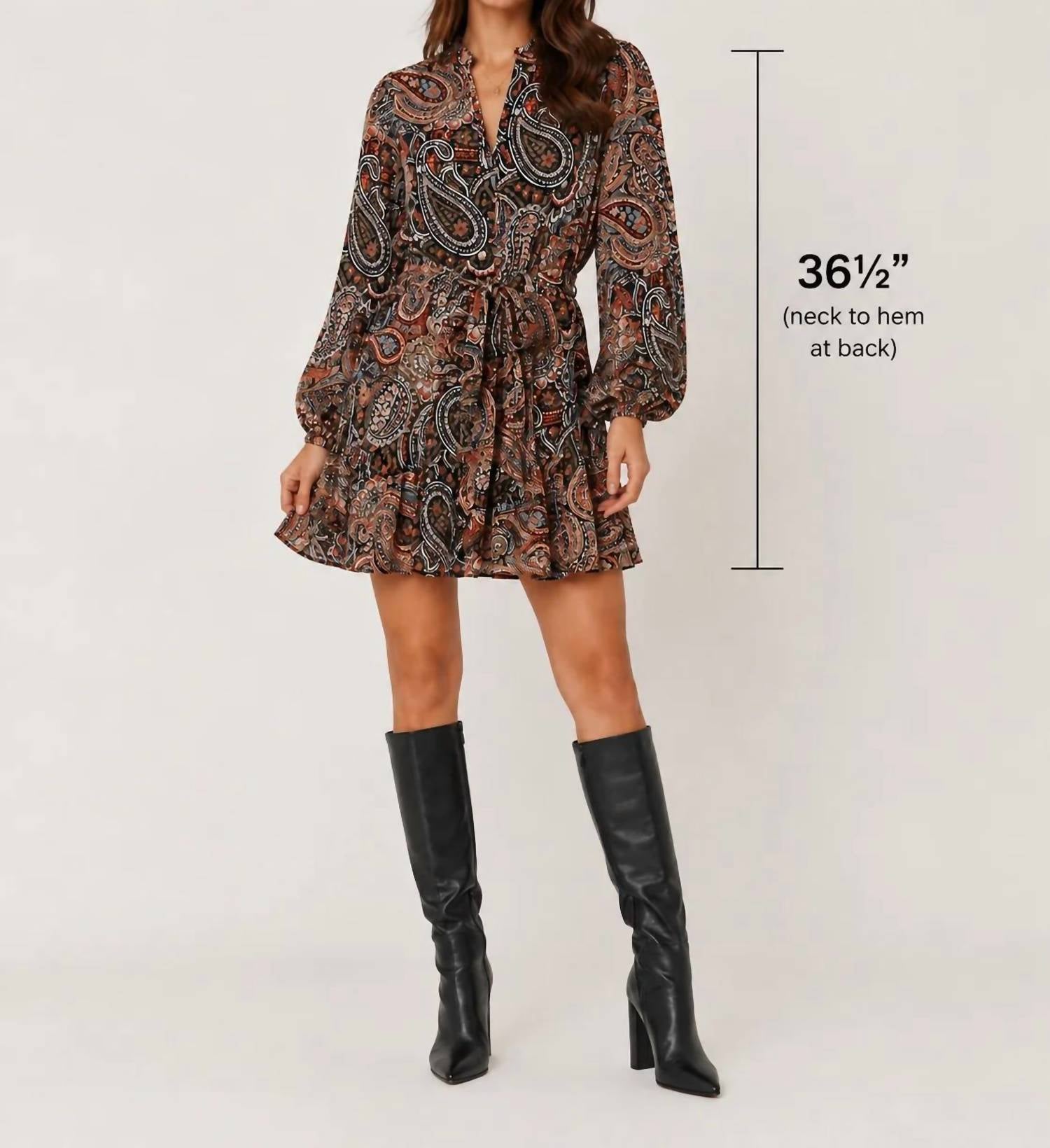 Papillon - Women's Paisley Long Sleeve Dress