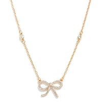 Boho Ranch Women's Dainty Crystal Bow Layering Necklace in gold - women's jewelry