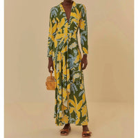 Farm Rio - Foliage Sketch V-Neck Maxi Dress