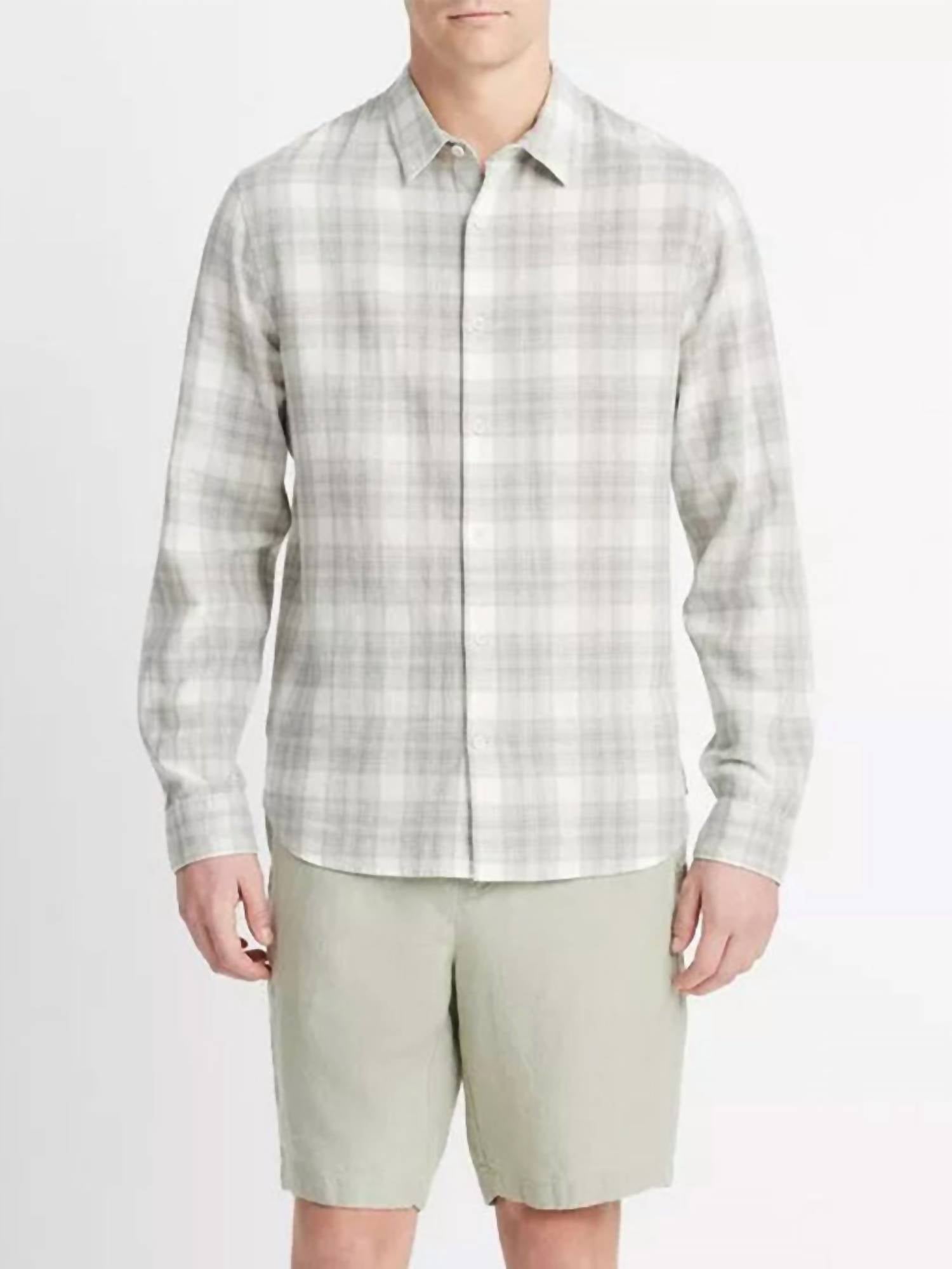 Vince Linen Long Sleeve Shirt in dried cactus - men's shirt