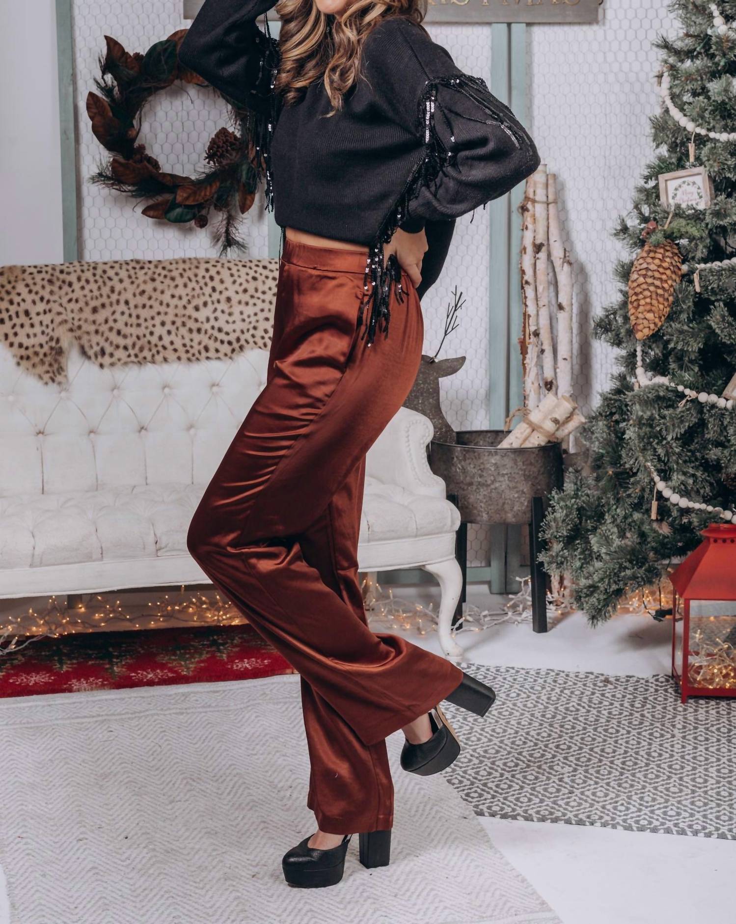 Skies Are Blue - DANI SATIN TROUSERS