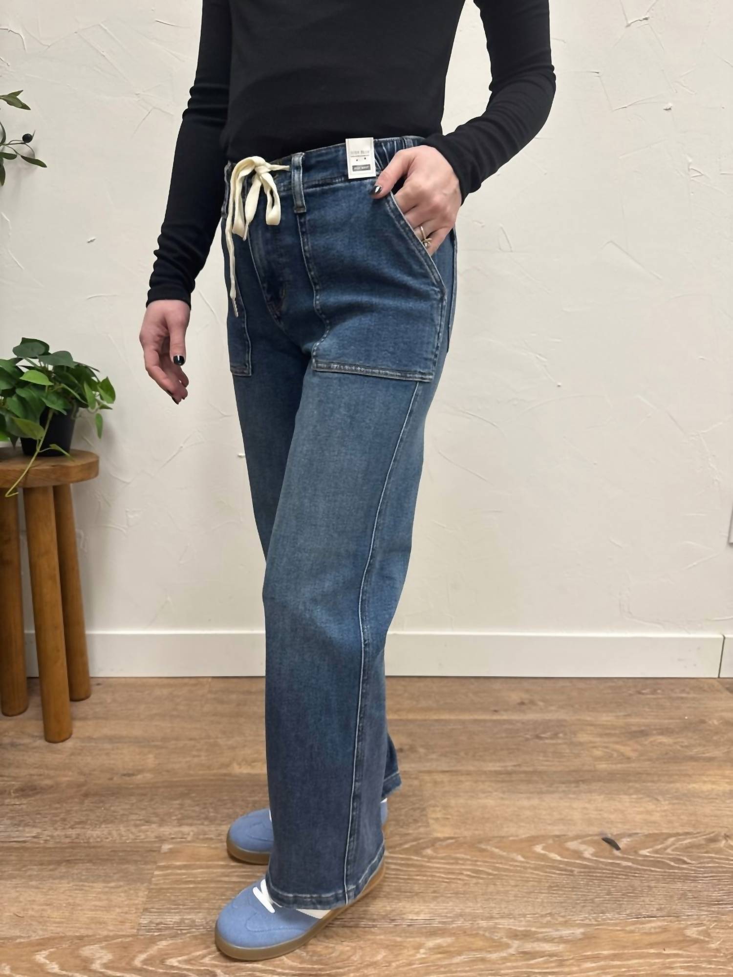 Judy Blue High Waist Drawstring Jean in dark wash - women's jeans - view 5