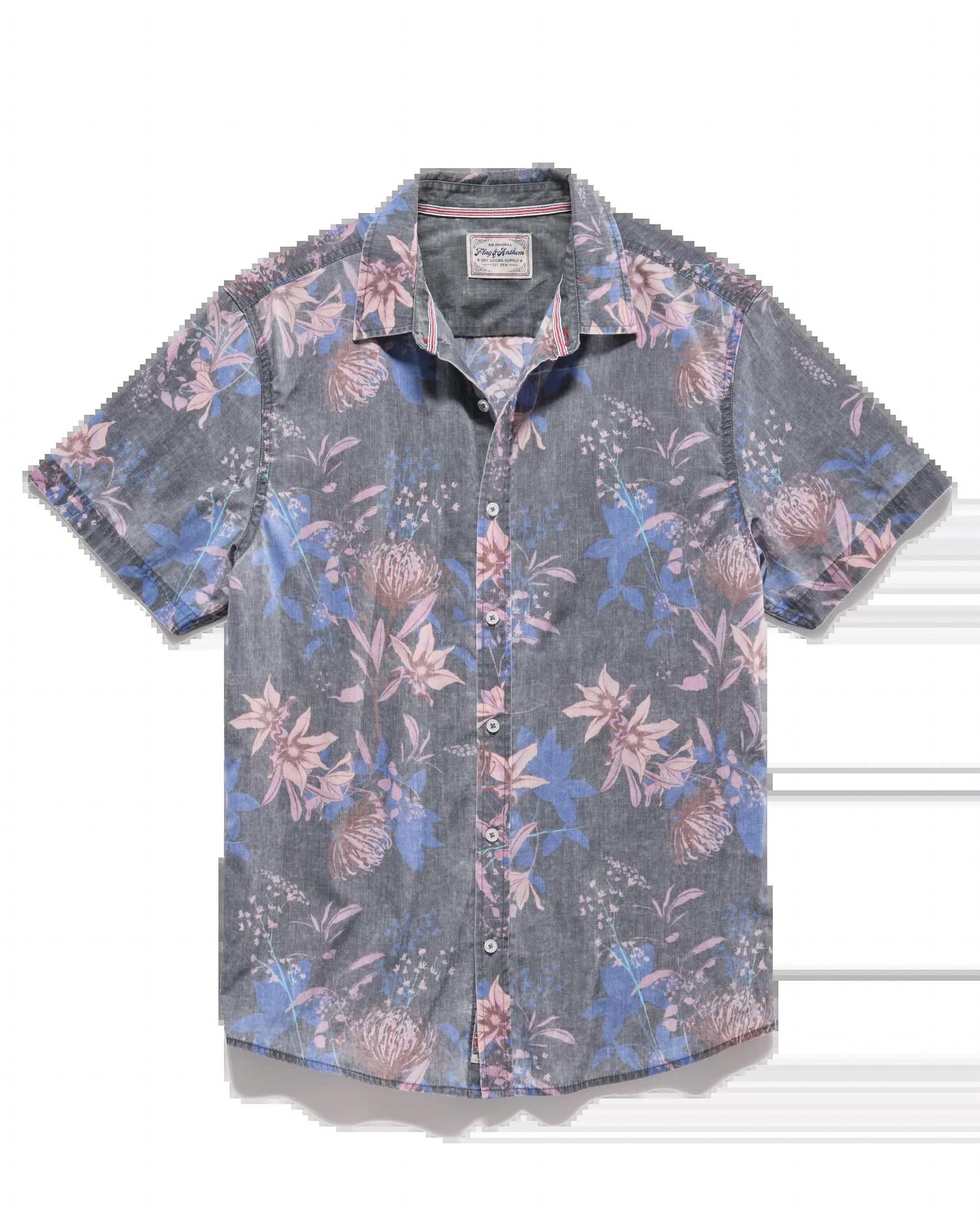 Flags & Anthem Woburn Vintage Soft Short Sleeve Shirt in grey - men's shirt - alternate view