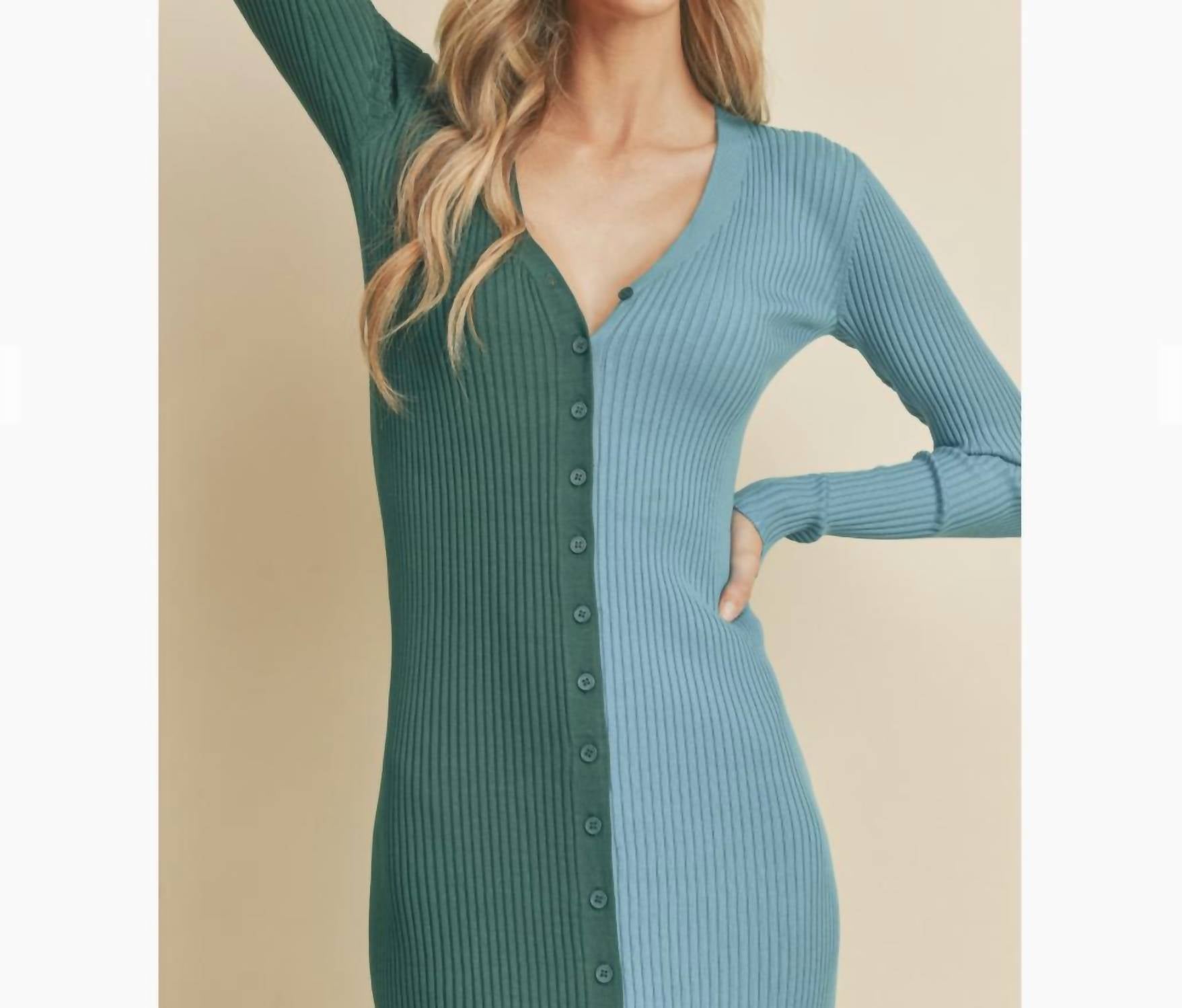 Dress Forum - Two Tone Button Down Cardigan Dress