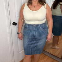 Risen - Rebecca Pinstripe Denim Skirt