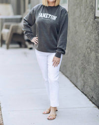 RS Designs Yankton South Dakota Crewneck Sweatshirt in grey - women's sweater - detail view