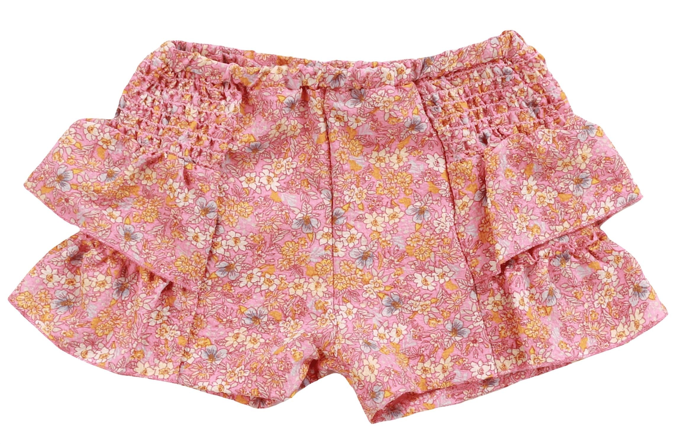 T2Love - Girls' Smocked Side Ruffle Shorts