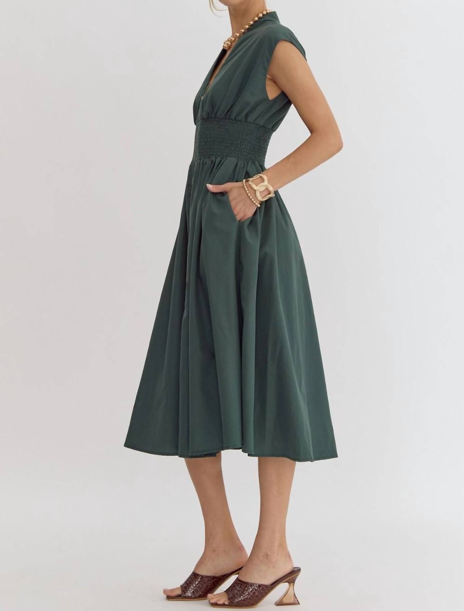 entro Daria Midi Dress in green - women's dress - alternate view